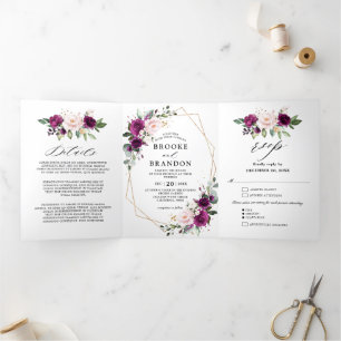 Convite de casamento Três Vezes Geométrico de Ma