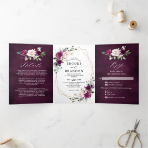 Convite de casamento Três Vezes Geométrico de Ma