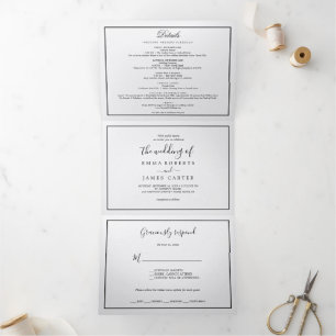 Convite de Casamento Tri-Fold de Foto Minimalista