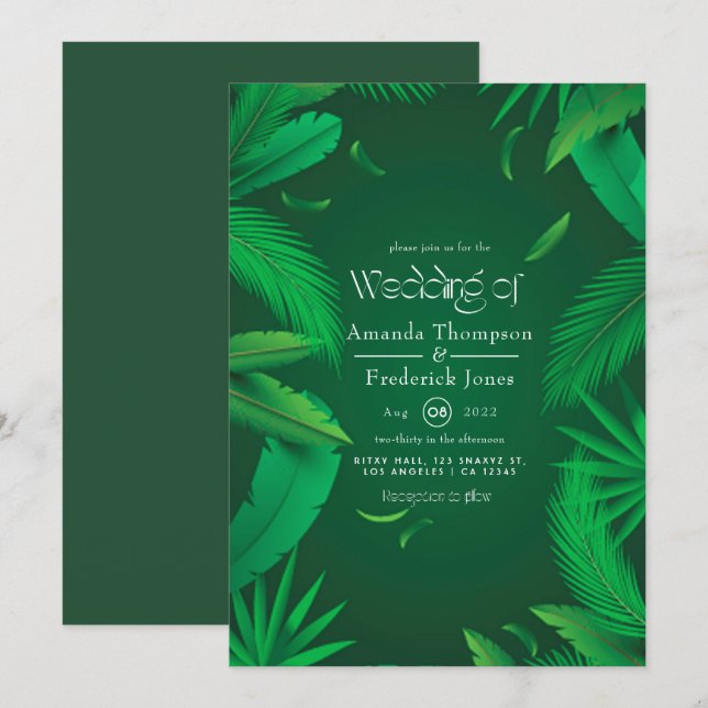 Convite de Casamento Tropical (Frente/Verso)