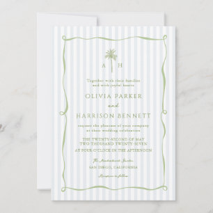 Convite de Casamento Tropical Árvore de Palmeira c