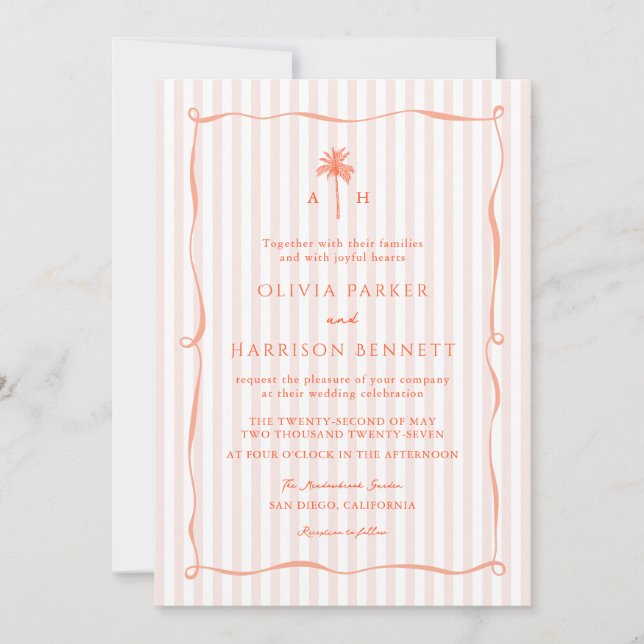 Convite de Casamento Tropical Árvore de Palmeira R (Frente)