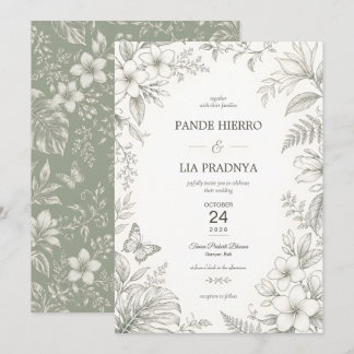 Convite de Casamento Tropical Bali Plumeria
