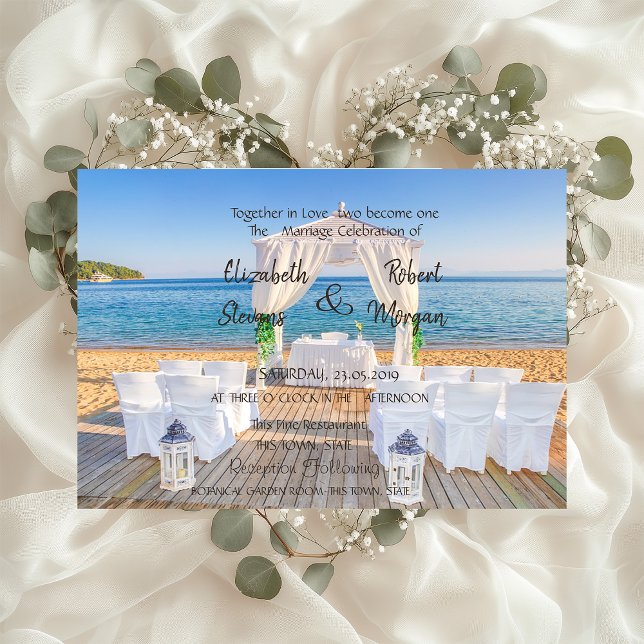 Convite de Casamento Tropical Beach Arbor (Criador carregado)