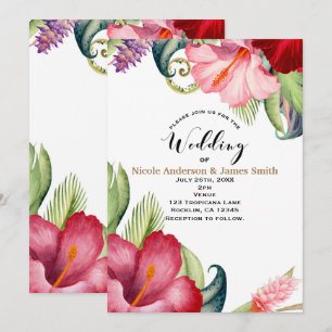 Convite de Casamento Tropical Botânico Floral Aloh