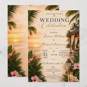 Convite de Casamento Tropical Cabana