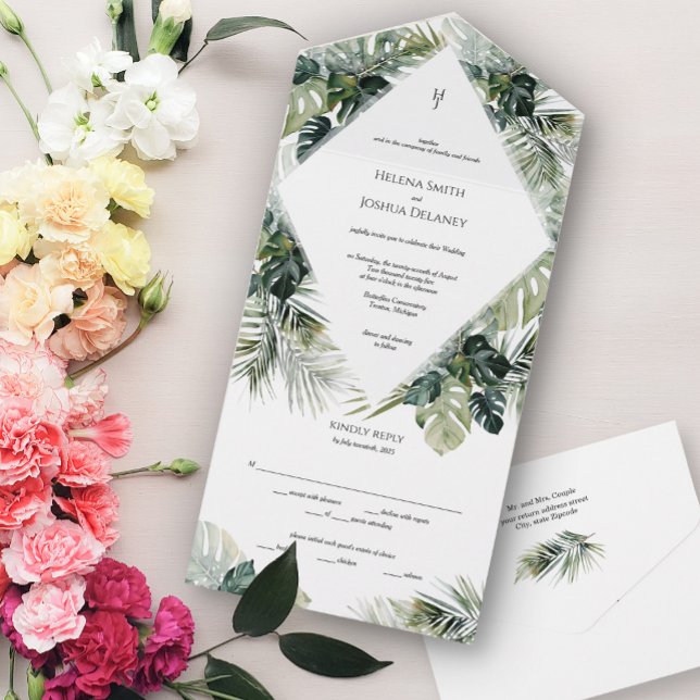 Convite de casamento tropical, casamento de destin (Criador carregado)