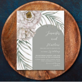 Convite de Casamento Tropical com Folhagem e Arco