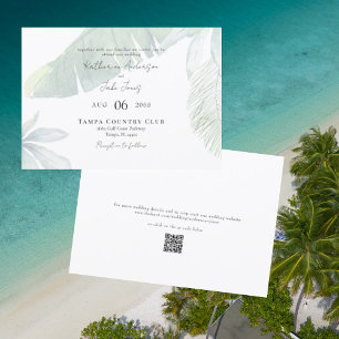 Convite de Casamento Tropical com QR Code Horizont