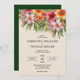 Convite De Casamento Tropical Elegante Watercolor