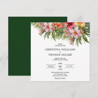 Convite De Casamento Tropical Elegante Watercolor