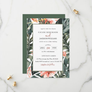 Convite de Casamento Tropical Floral Greenery