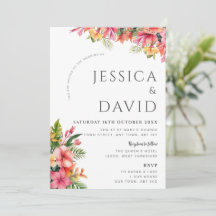Convite de Casamento Tropical Floral Hibiscus Mode
