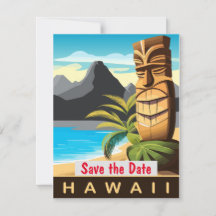 Convite de casamento tropical Hawaii Tiki Beach