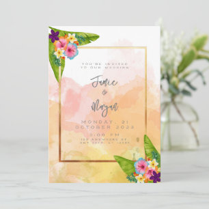 Convite de Casamento Tropical Jardim ao Nascer do