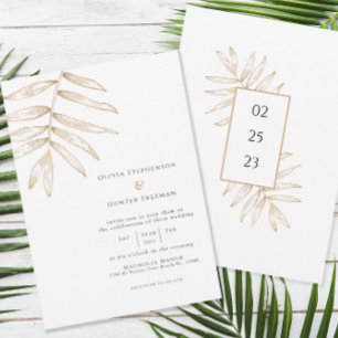 Convite de Casamento Tropical Minimalista