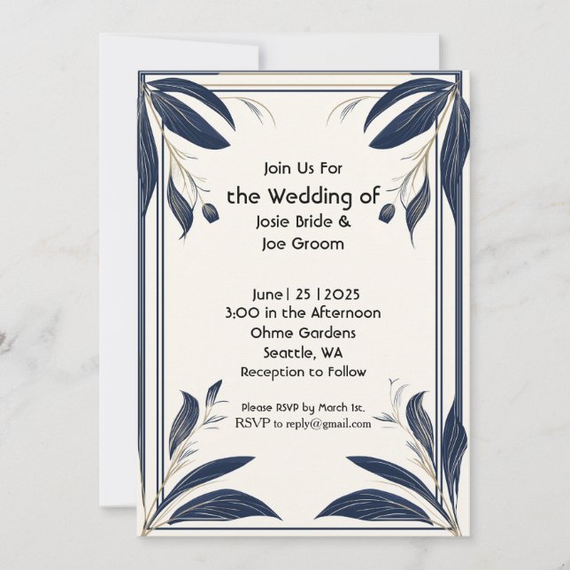 Convite de casamento tropical minimalista (Frente)