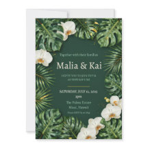 Convite de Casamento Tropical Monstera Orquídea Br