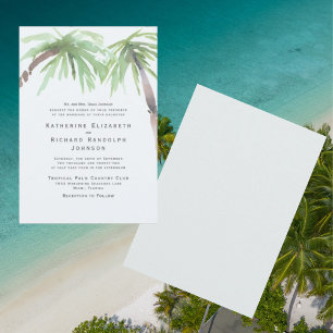 Convite de Casamento Tropical Palm One Venue Seafo
