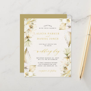 Convite de casamento tropical pampas boho econômic