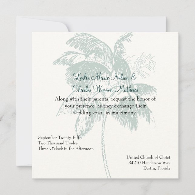 Convite de Casamento Tropical Personalizado (Frente)