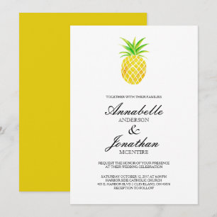 Convite De Casamento Tropical Pineapple Watercolor