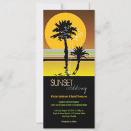 Convite de casamento Tropical Retro Sunset e Recep