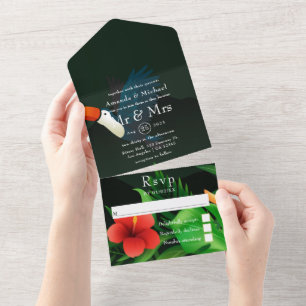 Convite de Casamento Tropical Tudo em Um