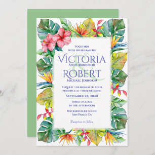 Convite De Casamento Tropical Watercolor Floral