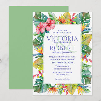 Convite De Casamento | Tropical Watercolor Floral