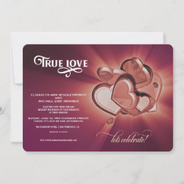 Convite de Casamento True Love Rose Gold Hearts