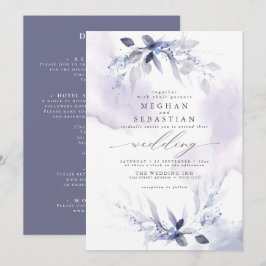 Convite de casamento TUDO em UM aquarela Plum