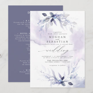 Convite de casamento TUDO em UM aquarela Plum