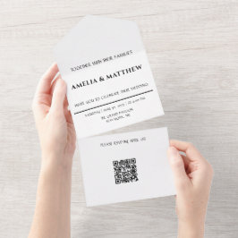 Convite de Casamento Tudo em Um com Código QR
