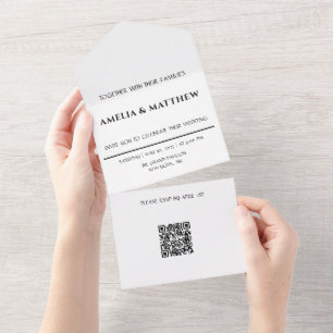 Convite de Casamento Tudo em Um com Código QR