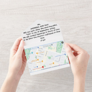 Convite de Casamento Tudo em Um com Mapas