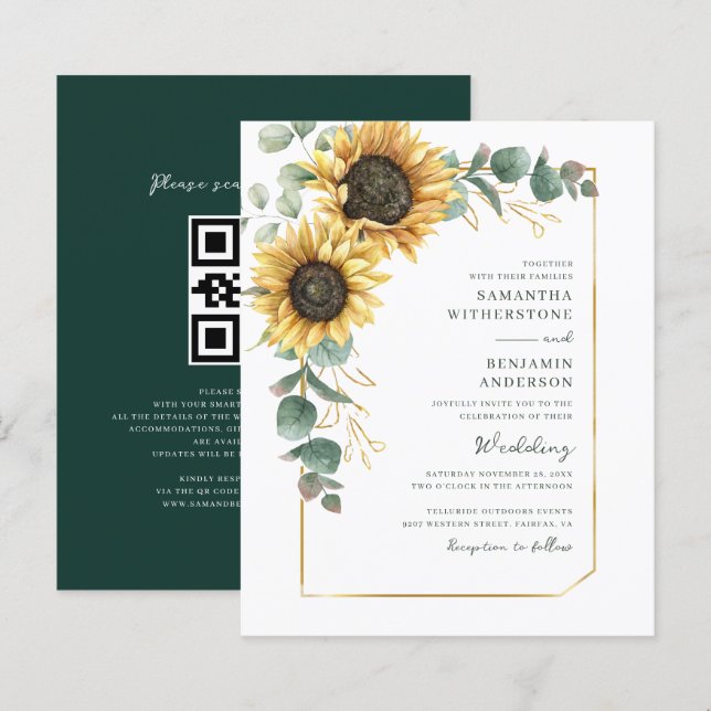 Convite de Casamento Tudo-em-Um com QR Code de Gir (Frente/Verso)