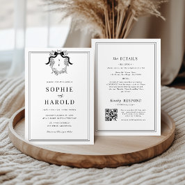 Convite de Casamento Tudo em Um Crest Coquette Bow