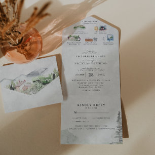 Convite de Casamento Tudo em Um da Vinícola da Mon
