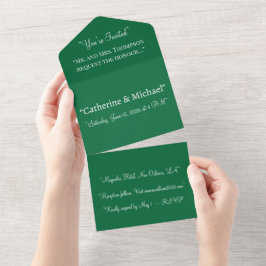 Convite de Casamento Tudo em Um Deep Green – Moder