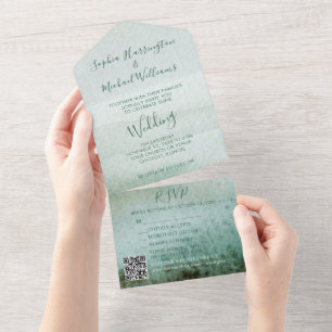 Convite de Casamento Tudo em Um em Aquarela Casual