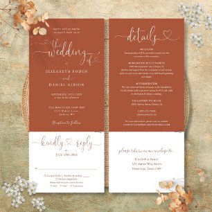 Convite de Casamento Tudo em Um Heart Script Terra
