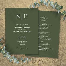 Convite de Casamento Tudo em Um Monograma Verde Ol