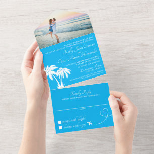 Convite de Casamento Tudo em Um para Praia Turques
