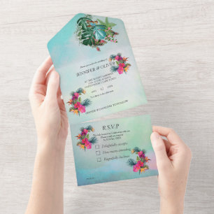 Convite de Casamento Tudo em Um Paraíso da Flora T