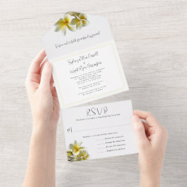 Convite de Casamento Tudo em Um Plumeria Amarela