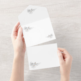 Convite de Casamento Tudo em Um: Pombas