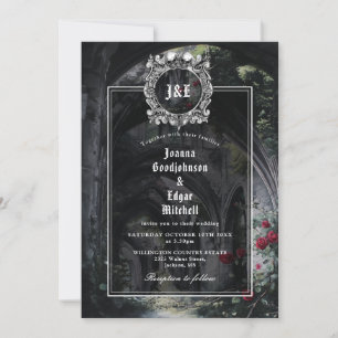 Convite de Casamento Tudo Em Um Rosas e Ruínas Gót