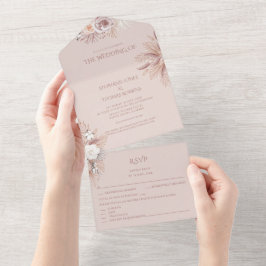 Convite de Casamento Tudo em Um RSVP com Grama das