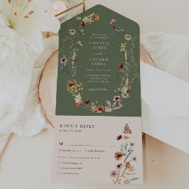 Convite de Casamento Tudo em Um Sage Green
